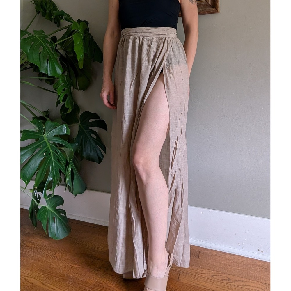 Natural Maxi Wrap Skirt Sarong Swimsuit Cover Up Long Beach Boho Resort Vacation